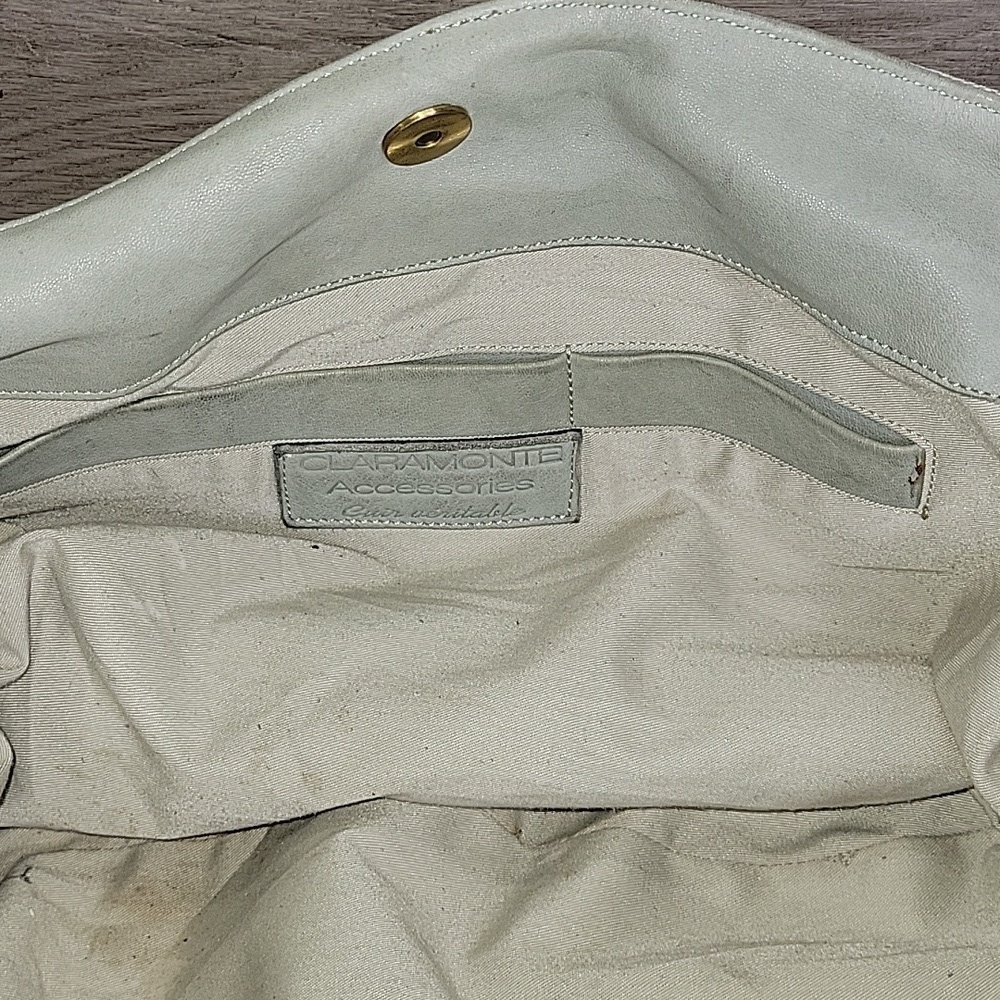 Claramonte Taupe Gray Canvas Leather Woven Slouch Shoulder Bag Hobo Handbag - Picture 12 of 13